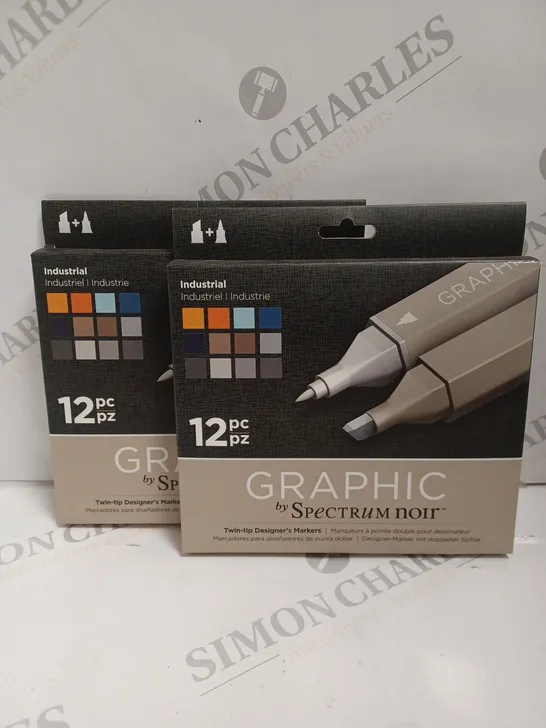 2 X BOXED SPECTRUM NOIR CLASSIQUE : DUAL-TIP PERMANENT MARKERS : 12 PIECE