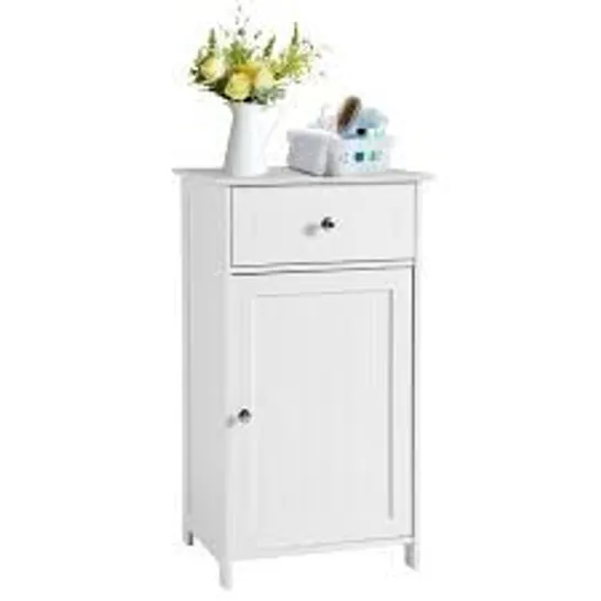 BOXED COSTWAY SINGLE DOOR BATHROOM CABINET WITH ADJUSTABLE SHELF AND DRAWER - WHITE