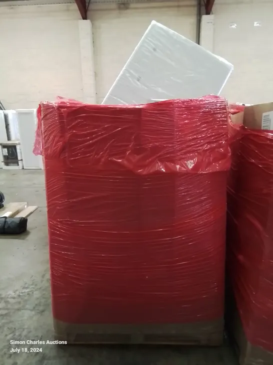 PALLET OF ASSORTED HOUSEHOLD ITEMS TO INCLUDE, TOILET STAND, TV WALL MOUNT, DUVETS, CAMPING TENT AND EXTERIOR INSULATION COVER