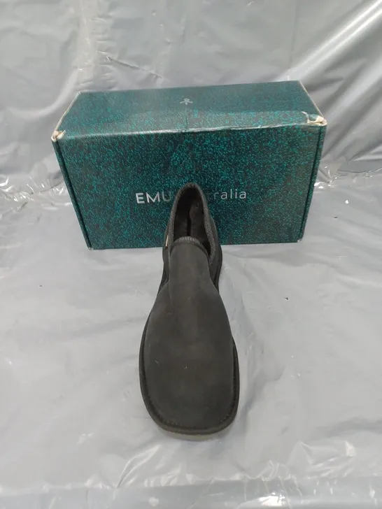 BOXED PAIR OF EMU AUSTRALIA MENS ASHFORD SLIPPERS BLACK SIZE 10