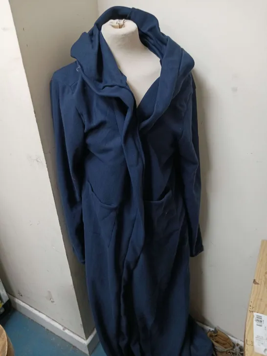 HOODED BLUE BEAH ROBE WITH BELT SIZE S