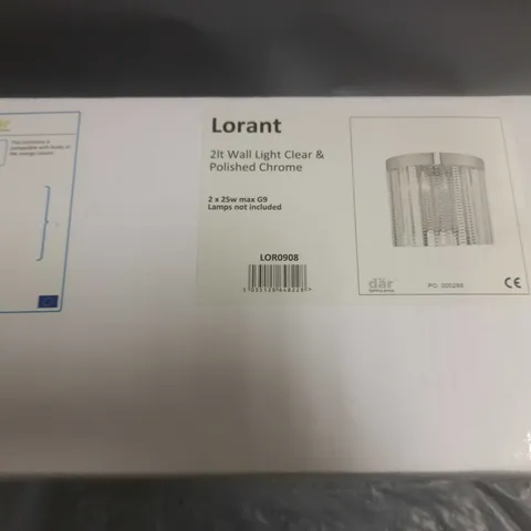 BRAND NEW LORANT 2 LIGHT WALL LIGHT GLASS POLISHED CHROME