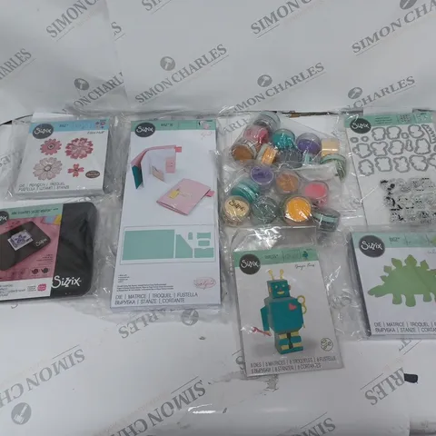 APPROXIMATELY 10 SIZZIX CRAFTING ITEMS TO INCLUDE EILEEN HULL DIE, MINI STAMPERS SECRET WEAPON, AND OPAQUE POWDER ETC. 