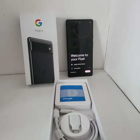 BOXED GOOGLE PIXEL 6 128GB ANDROID SMART PHONE - STORMY BLACK