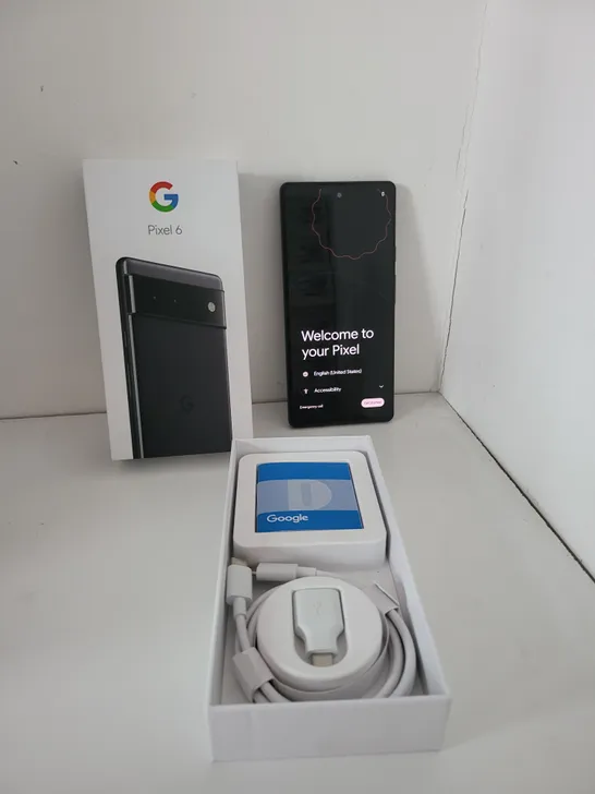 BOXED GOOGLE PIXEL 6 128GB ANDROID SMART PHONE - STORMY BLACK