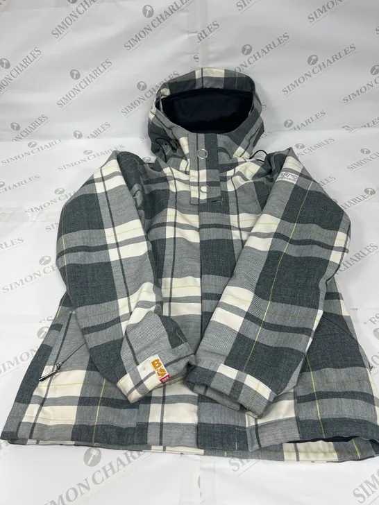 BONFIRE SNOWBOARDING COMPANY LINED JACKET IN CHECK GREY SIZE MEDIUM