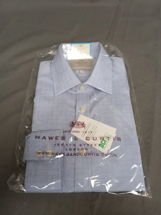 SEALED HAWES & CURTIS FITTED SLIM BLUE SHIRT - 15.5