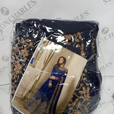 BLUE COLOURED PURE GEORGETTE HEAVY DESIGNER DRESS