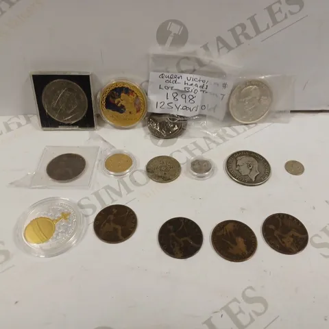 BOX TO CONTAIN APPROX. 17 X ASSORTED HISTORICAL & COLLECTORS COINS. DESIGNS VARY 