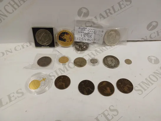 BOX TO CONTAIN APPROX. 17 X ASSORTED HISTORICAL & COLLECTORS COINS. DESIGNS VARY 