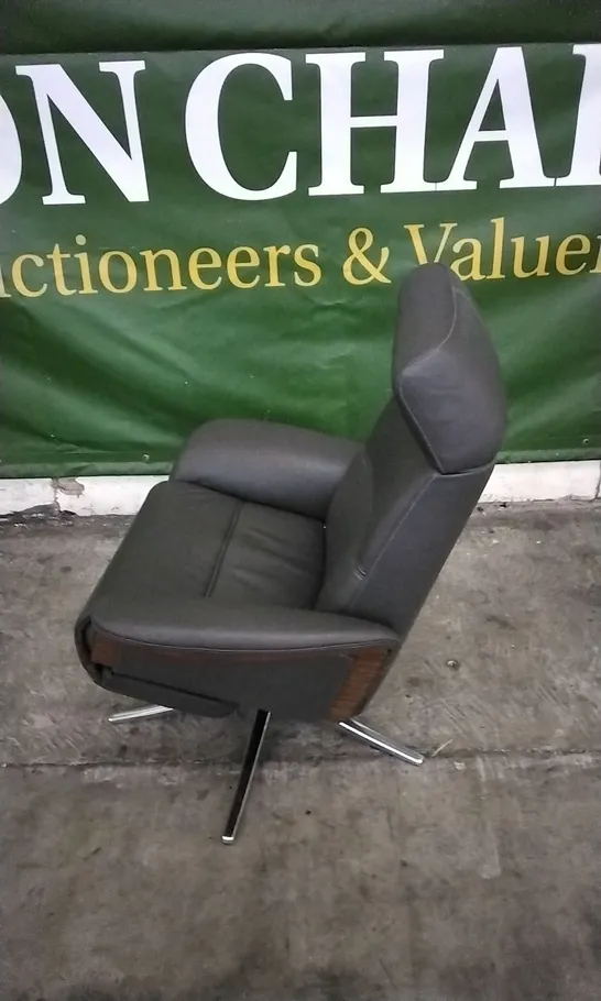 QUALITY BRITISH DESIGNED & MANUFACTURED G PLAN VARDE POWER RECLINER SWIVEL CHAIR CAMBRIDGE SLATE LEATHER