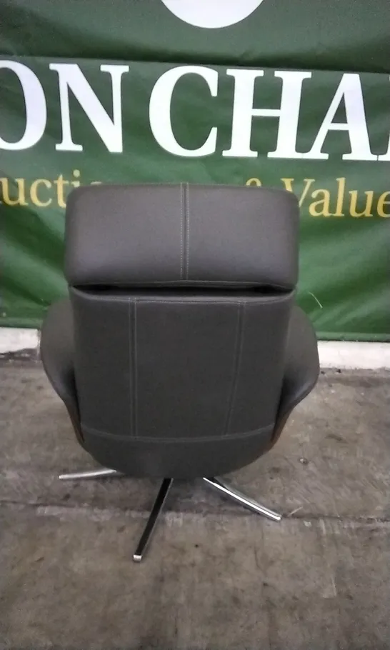 QUALITY BRITISH DESIGNED & MANUFACTURED G PLAN VARDE POWER RECLINER SWIVEL CHAIR CAMBRIDGE SLATE LEATHER