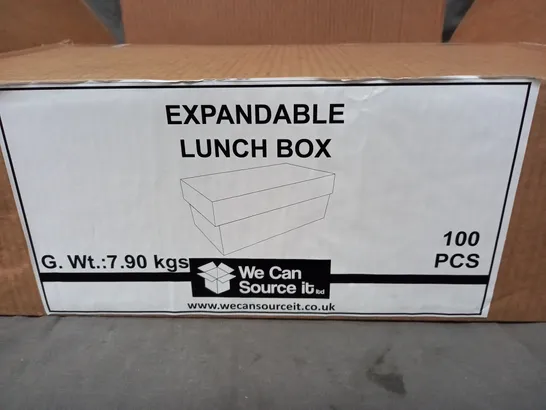 BOX OF APPROXIMATELY 100 CARDBOARD EXPANDABLE LUNCHBOXES