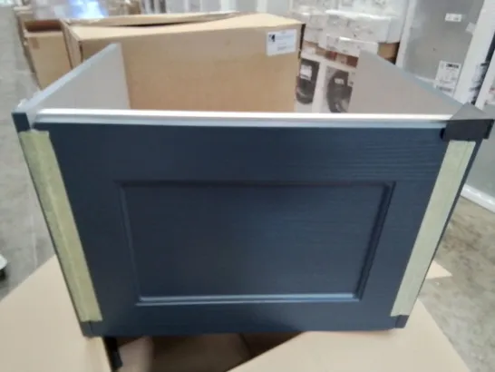 BOXED AS NEW CALYPSO CHELSWORTH WALL HUNG VANITY UNIT IN CONTOUR BLUE ASH - 585X447X413MM