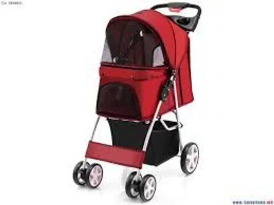 BOXED COSTWAY FOLDABLE 4-WHEEL PET STROLLER WITH STORAGE BASKET 