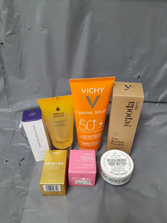 LOT OF 7 SKIN CARE PRODUCTS TO INCLUDE SOL DE JANEIRO, LANEIGE AND VICHY