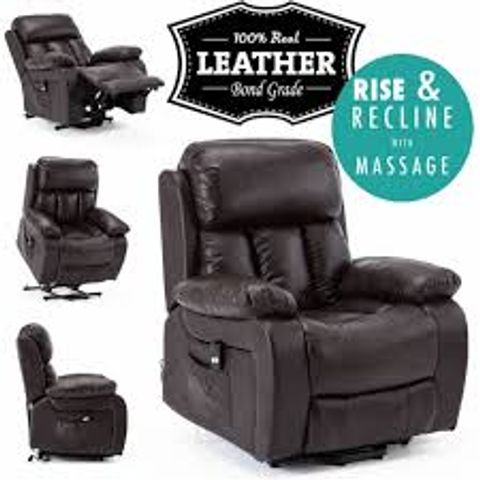 BOXED CHESTER BROWN FAUX LEATHER POWER RECLINING EASY CHAIR (1 BOX)