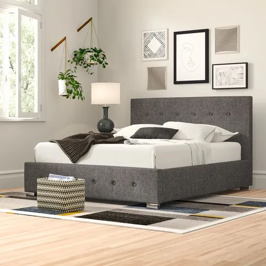 BOXED DELVIN UPHOLSTERED 3FT SINGLE  OTTOMAN BED FRAME IN GREY (2 BOXES)