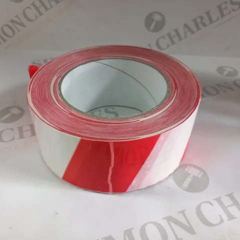 APPROXIMATELY 24 ROLLS OF RED AND WHITE SAFETY TAPE