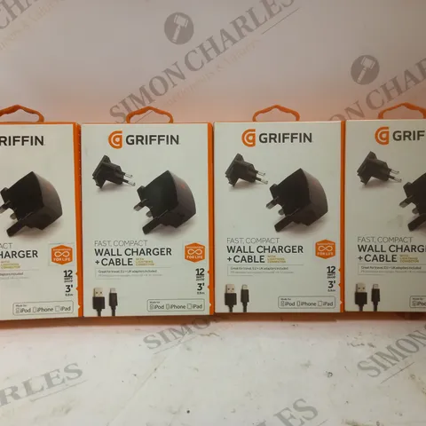 4 X BOXED GRIFFIN POWER BLOCK FAST, COMPACT WALL CHARGER & LIGHTNING CONNECTOR SET