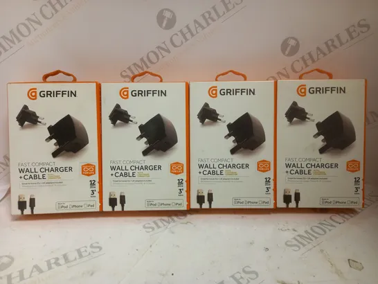 4 X BOXED GRIFFIN POWER BLOCK FAST, COMPACT WALL CHARGER & LIGHTNING CONNECTOR SET