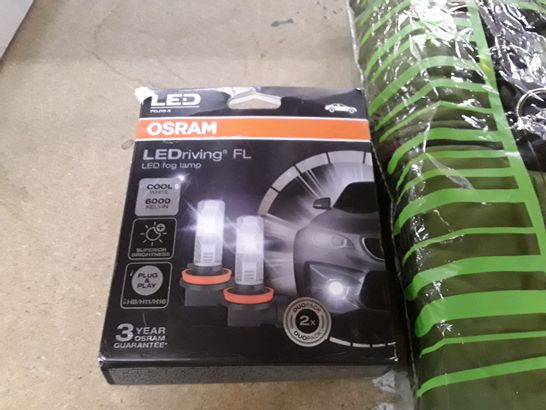 BAGGED PET GREEEN HARNESS AND A BOXED LED OSRAM FOG LAMP