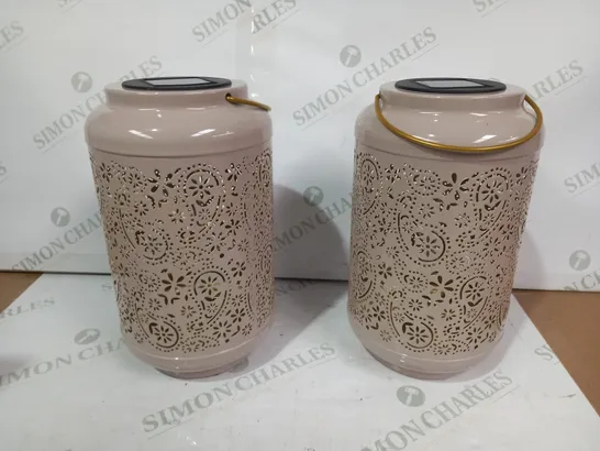 GARDEN REFLECTIONS SET OF 2 PATTERNED SOLAR LANTERNS