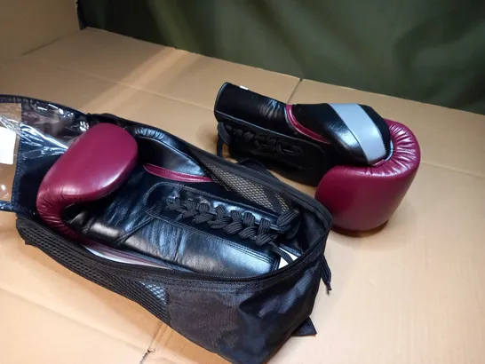 PACKAGED MAROON/BLACK BOXING GLOVES - SIZE 16OZ