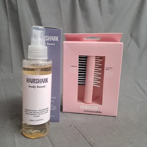 BOXED HAIRSHARK HAIR BRUSH AND VOLUMIZING HAIR MIST SET 