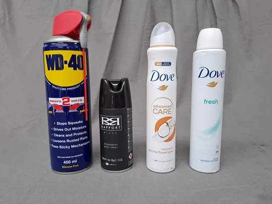 APPROXIMATELY 10 ASSORTED AEROSOL ITEMS IN INCLUDE WD-40, ANTI-PERSPIRANT, DEODORANT, ETC - COLLECTION ONLY