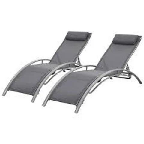 BOXED SET OF 2 SUNLOUNGERS IN BLACK (1 BOX)