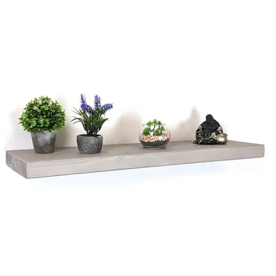 BOXED HANDMADE WOODEN FLOATING SHELF - ANTIQUE GREY