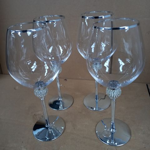 JM BY JULIEN MACDONALD CRYSTAL DETAIL SET OF 4 WINE GLASSES