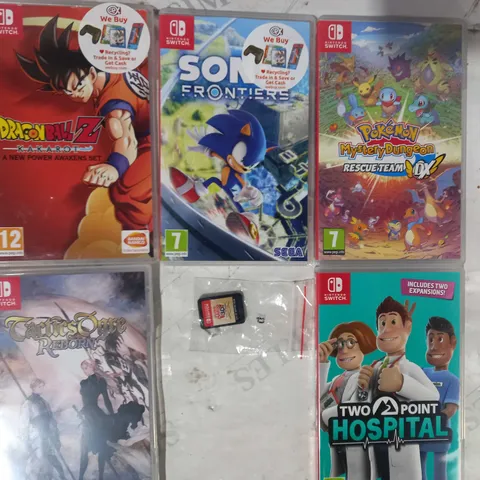 LOT OF APPROXIMATELY 5 ASSORTED NINTENDO SWITCH GAMES TO INCLUDE DRAGONBALL Z KAKAROT, POKÉMON MYSTERY DUNGEON, SONIC FRONTIERS, ETC