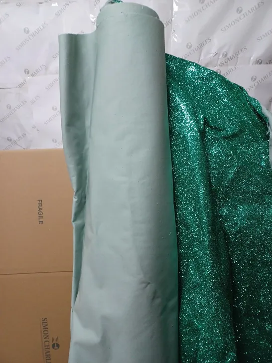 LARGE ROLL OF FABRIC MATERIAL IN SHINY GREEN - COLLECTION ONLY