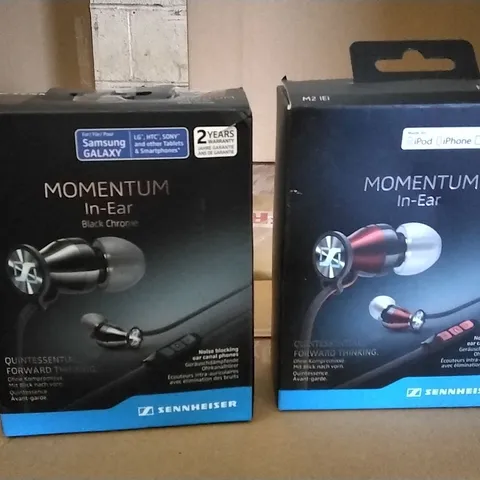 BOX CONTAINING 20 SENNHEISER MOMENTUM IN EAR HEADPHONES 