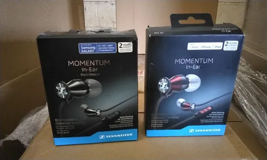 BOX CONTAINING 20 SENNHEISER MOMENTUM IN EAR HEADPHONES 