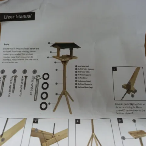 TRADITIONAL WOODEN BIRD TABLE