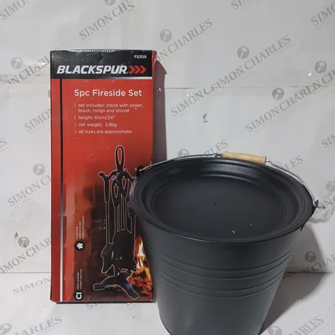 BOXED BLACKSPUR FIRESIDE SET & ASH BUCKET