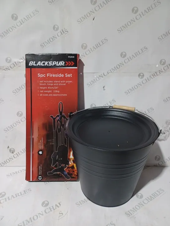 BOXED BLACKSPUR FIRESIDE SET & ASH BUCKET