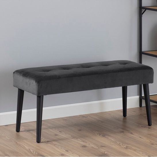 BOXED TALIA UPHOLSTERED BENCH DARK GREY