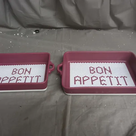 BOXED SET OF 2 BON APPETIT RECTANGULAR BAKING DISHES