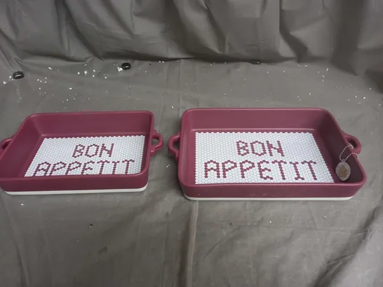 BOXED SET OF 2 BON APPETIT RECTANGULAR BAKING DISHES