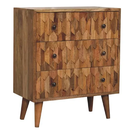 BOXED GAZIT 3-DRAWER CHEST OF DRAWERS - FINISH: OAK-ISH (1 BOX)