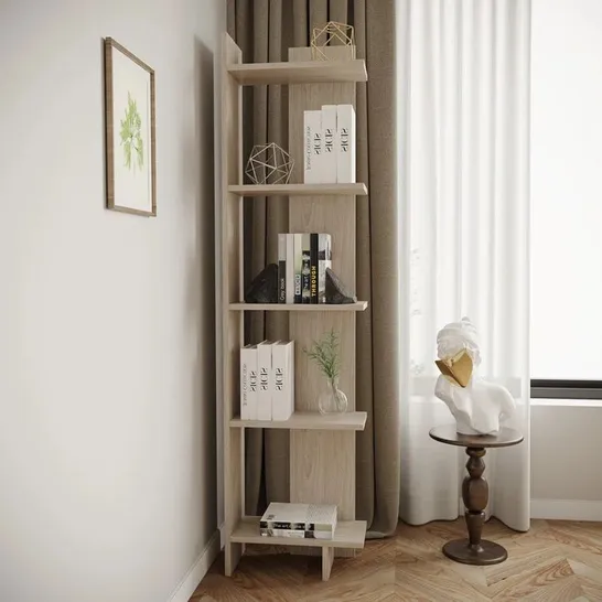 BOXED REGIN 170MM H X 45CM W WOODEN CORNER BOOKCASE