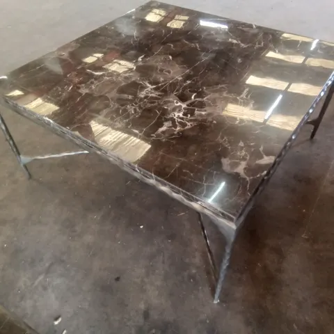 FELIX MARBLE COFFEE TABLE - ANTIQUE GUNMETAL 