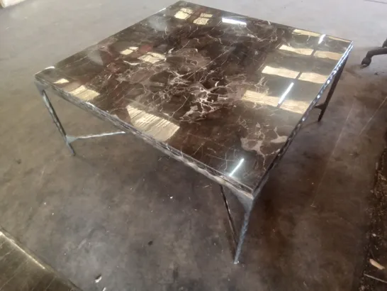 FELIX MARBLE COFFEE TABLE - ANTIQUE GUNMETAL 