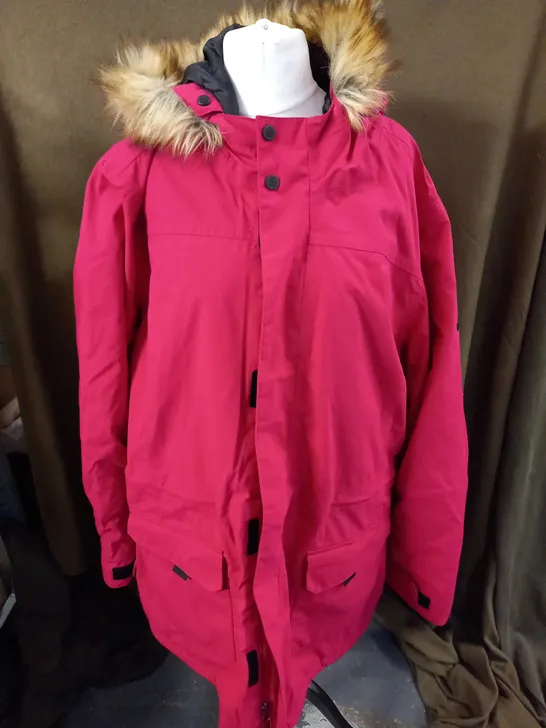 TOG24 ALDERIDGE WARM PINK COAT WITH FUR HOOD