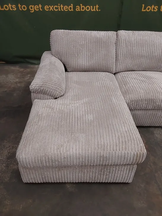 DESIGNER 3 SEATER CORDUROY CHAISE SOFA