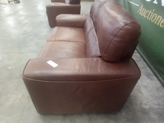 QUALITY ITALIAN DESIGNER GUTTUSO 2 SEATER LOVESEAT SOFAS - BROWN LEATHER 